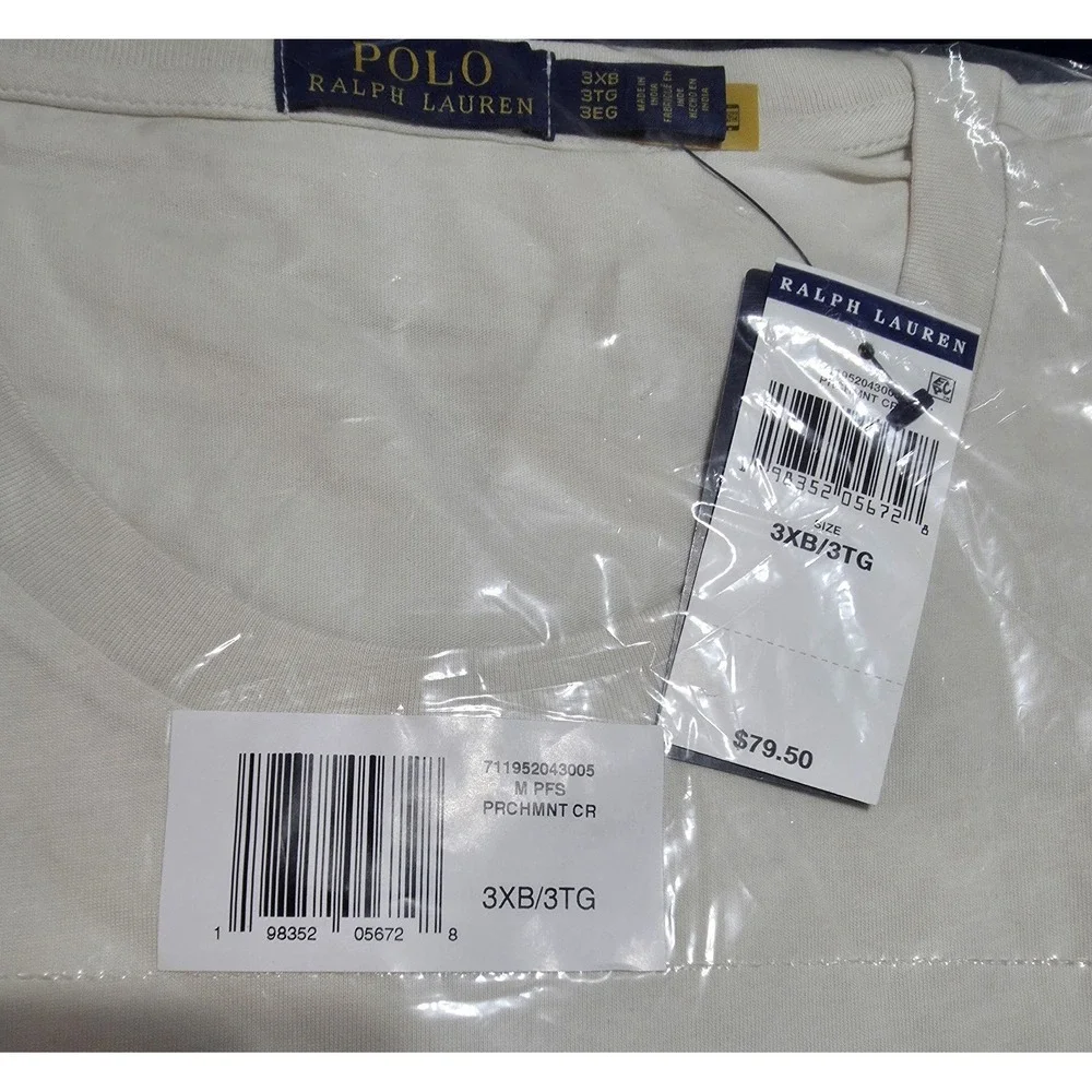 Polo Ralph Lauren White Long Jersey Short Sleeve T-Shirt Men's 4XLT NWT $79